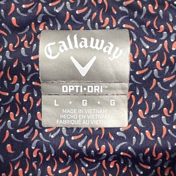 Callaway Golf Polo Shirt Men’s Large Navy Chili Pepper Print Opti-Dri Stretch - Picture 4 of 9